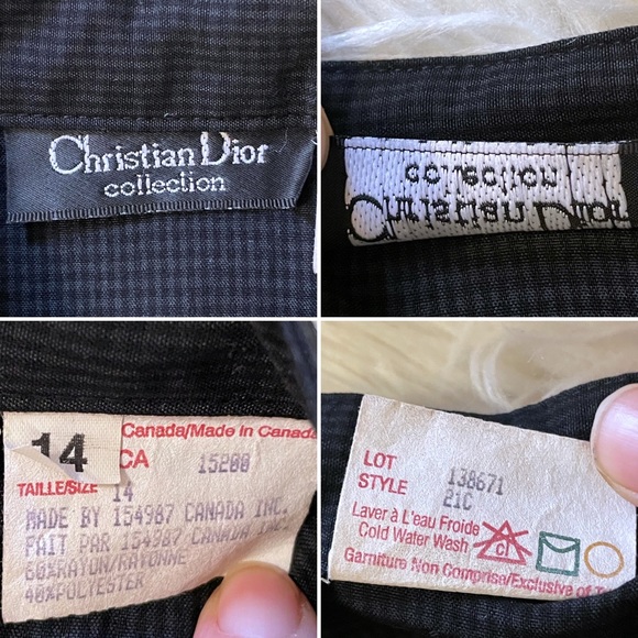 EUC Christian Dior Collection vintage Gingham button down l/s shirt black/grey - Picture 16 of 16